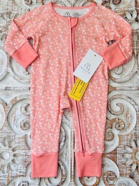 Coral Floral Bamboo & Cotton Zipper One-Piece for Kids
